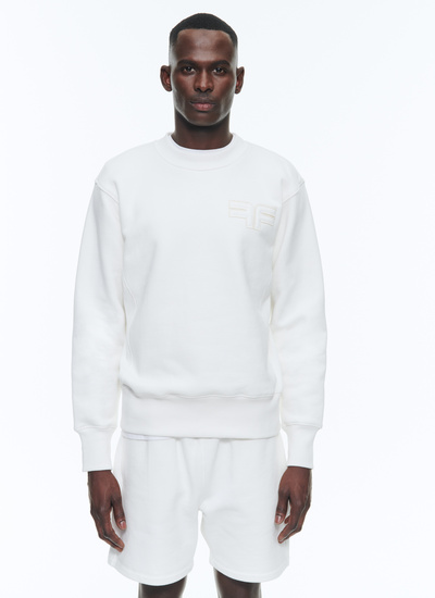Sweatshirt homme blanc jersey de coton biologique Fursac - J2DACH-DJ02-A002