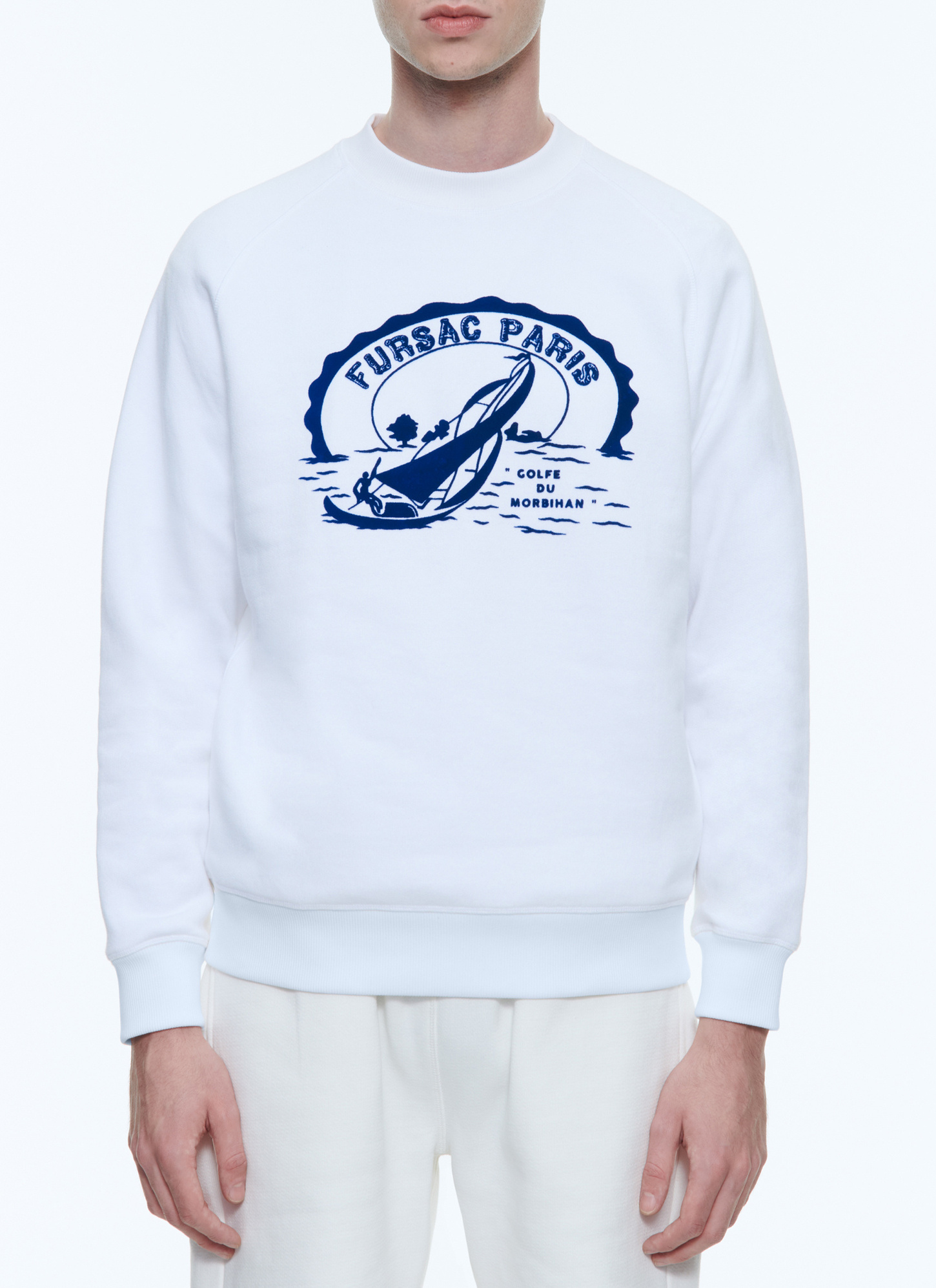 Sweatshirt homme blanc coton Fursac - J2DARA-DJ08-A001