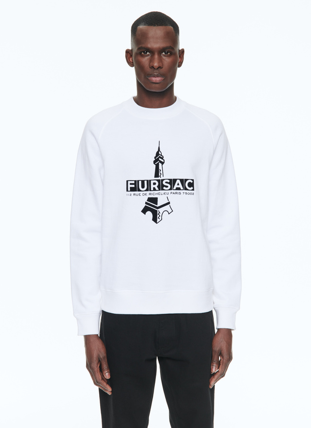 Sweatshirt homme blanc velours Fursac - 23EJ2BRAN-BJ01/01