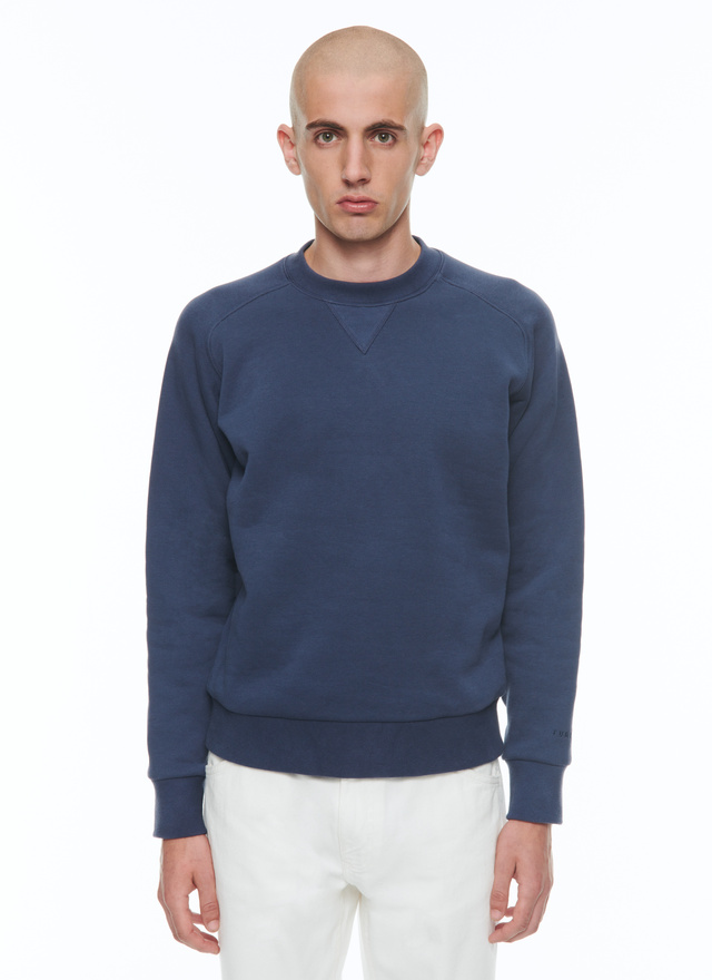 Sweatshirt homme bleu marine jersey de coton Fursac - J2CWET-CJ13-D030