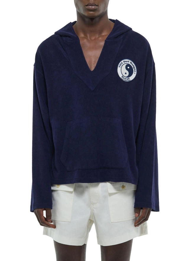 Sweatshirt homme bleu marine coton biologique effet éponge Fursac - J2FAJA-FJ03-D030