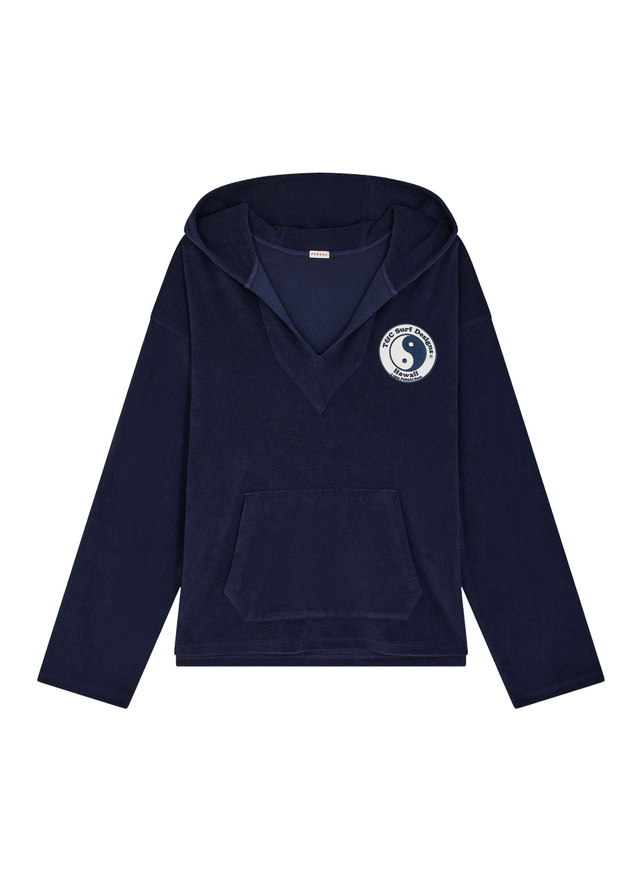 Sweatshirt bleu homme coton biologique effet éponge Fursac - J2FAJA-FJ03-D030