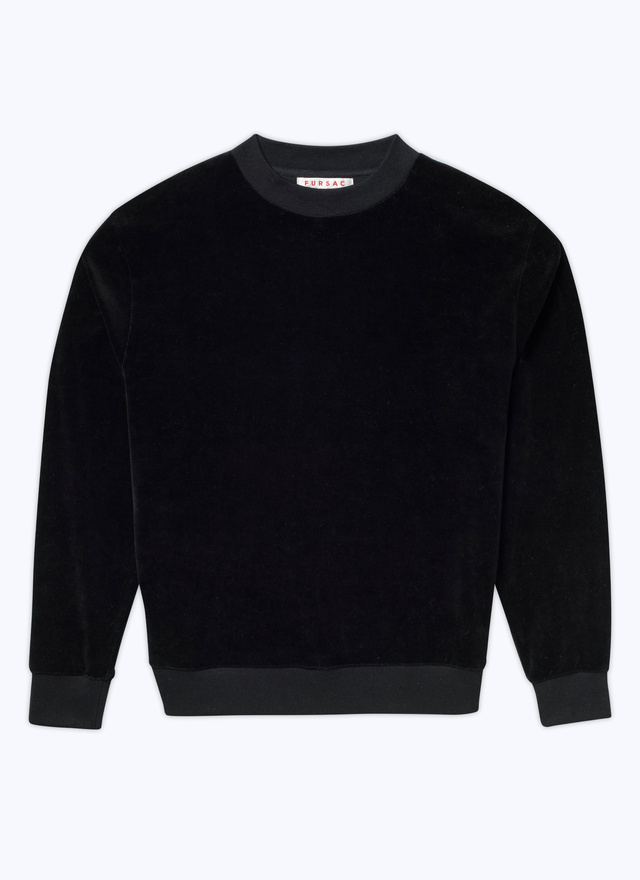 Sweatshirt noir homme velours Fursac - 22HJ2ALOU-AJ04/20