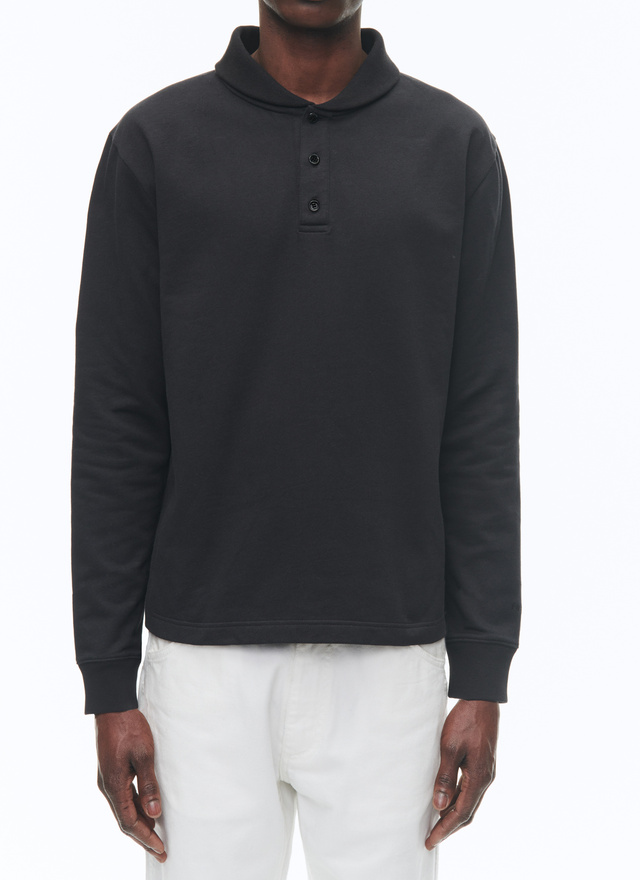 Sweatshirt homme noir jersey de coton Fursac - J2COPA-CJ11-B020