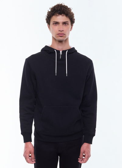Sweatshirt homme noir jersey de coton biologique Fursac - J2EZIP-EJ01-B020