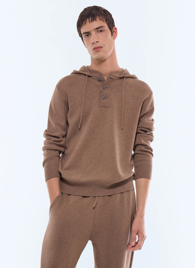 Sweatshirt homme taupe laine et coton Fursac - A2EHOO-EA12-G014