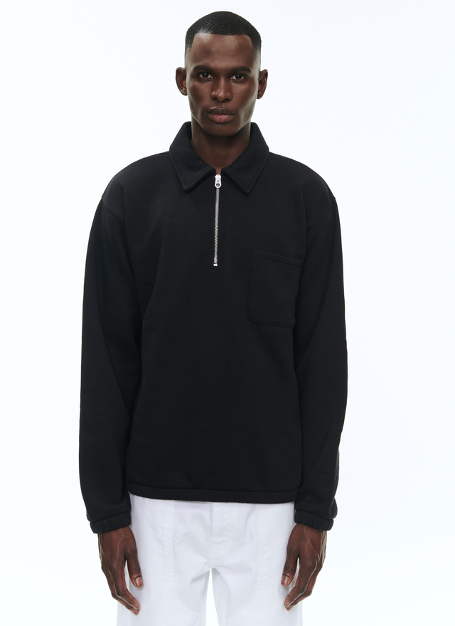 Men's sweatshirt black cotton jersey Fursac - J2BETO-BJ21-20