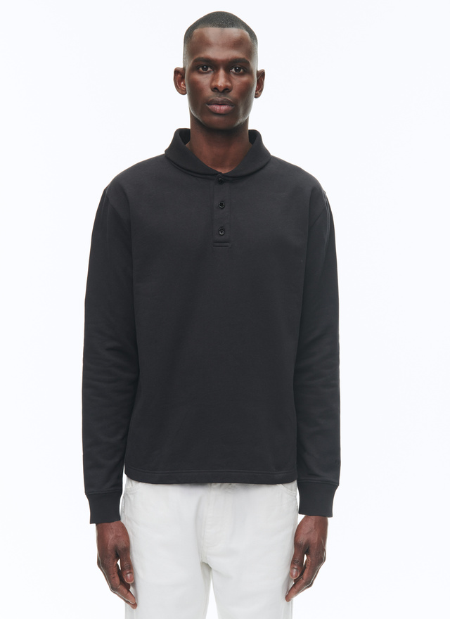 Men's sweatshirt black cotton jersey Fursac - J2COPA-CJ11-B020