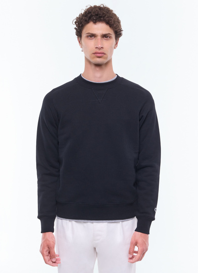 Men's sweatshirt black organic cotton jersey Fursac - J2EWET-EJ01-B020