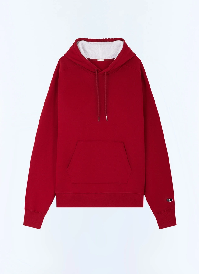 Men's red, bordeaux organic cotton jersey sweatshirt Fursac - J2FOOD-FJ01-C014
