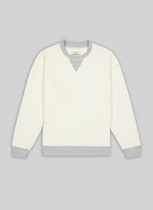 Men's white, ecru molton cotton sweatshirt Fursac - 21HJ2TARA-TJ23/02