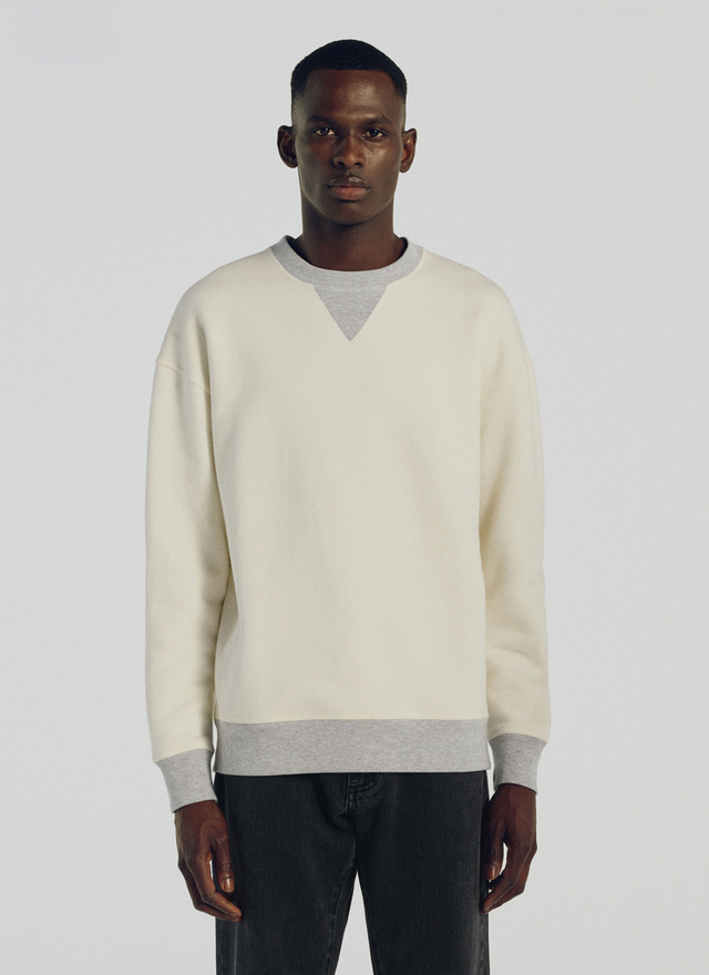 Men's sweatshirt ecru molton cotton Fursac - 21HJ2TARA-TJ23/02