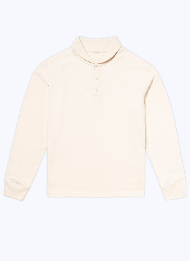 Men's white, ecru cotton jersey sweatshirt Fursac - J2COPA-CJ11-A002
