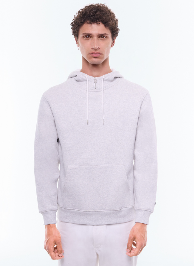 Men's sweatshirt grey organic cotton jersey Fursac - J2EZIP-EJ15-B017