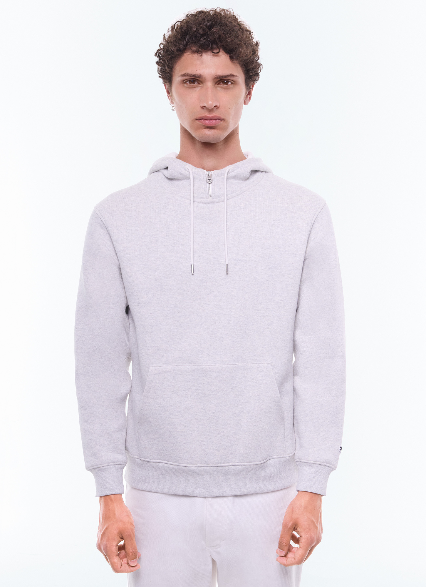 Men's sweatshirt grey organic cotton jersey Fursac - J2EZIP-EJ15-B017