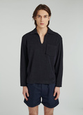 Blue terry towelling cotton pea jacket - J2VLOM-VJ05-30