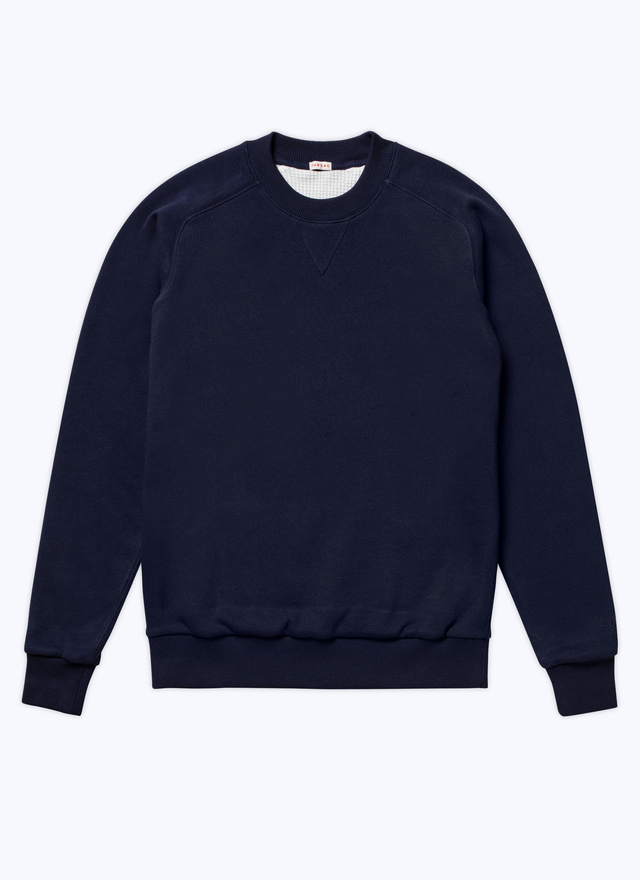 Men's blue, navy blue cotton jersey sweatshirt Fursac - J2CWET-CJ13-D030