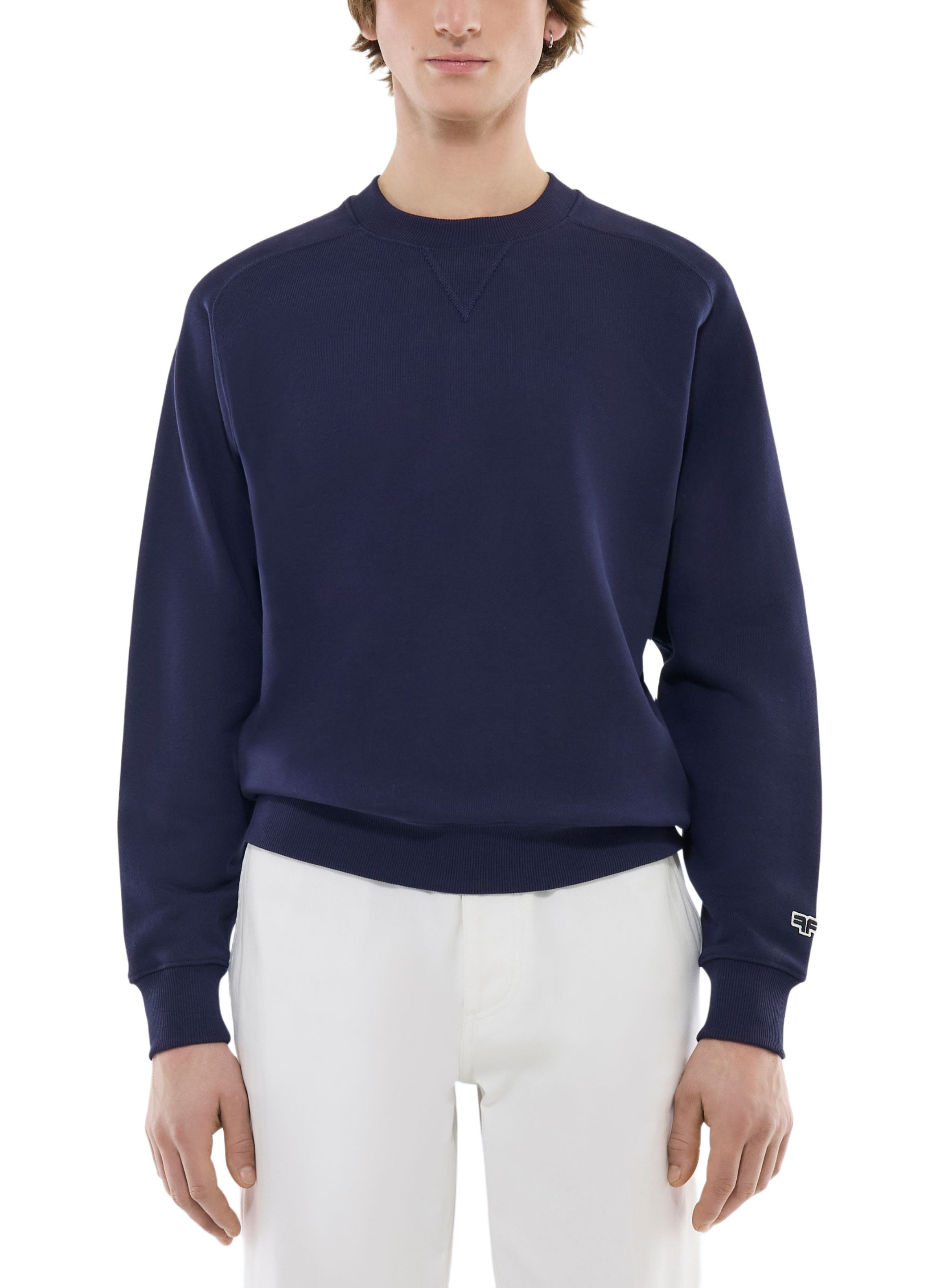 Navy Blue Cotton Jersey Hoodie for Men - Fursac J2FEAT-FJ01-D030