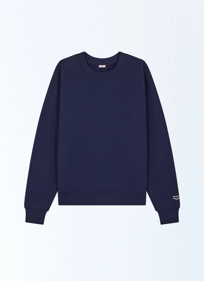 Men's blue, navy blue organic cotton jersey sweatshirt Fursac - J2FEAT-FJ01-D030