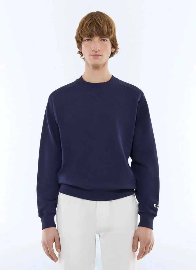 Men's sweatshirt navy blue organic cotton jersey Fursac - J2FEAT-FJ01-D030