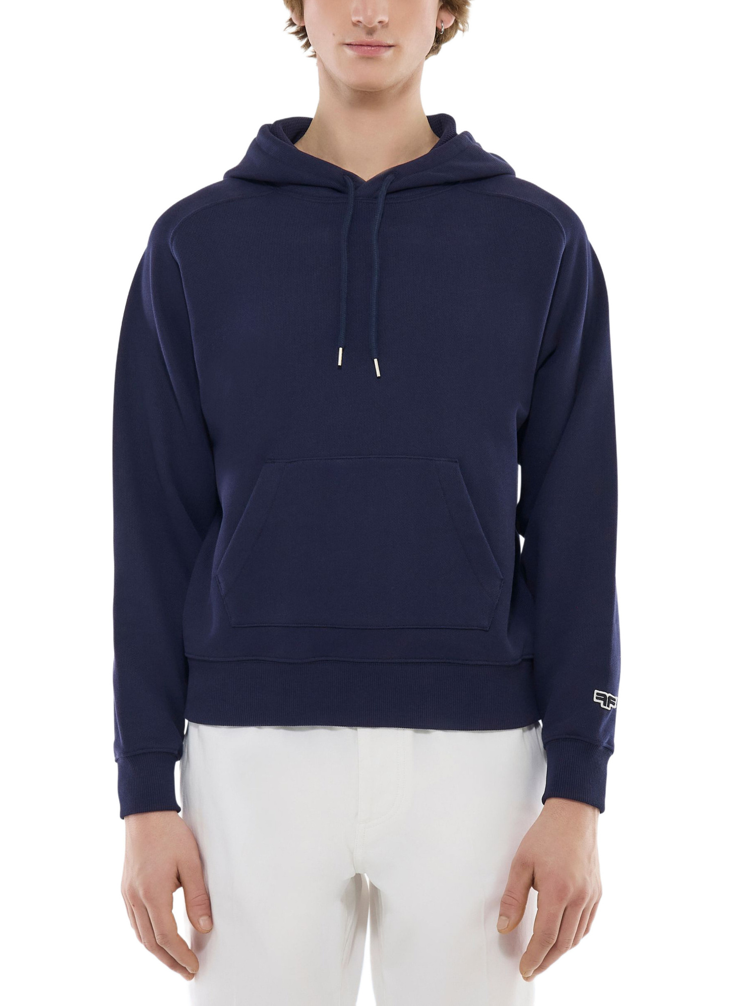 Men's sweatshirt navy blue organic cotton jersey Fursac - J2FOOD-FJ01-D030