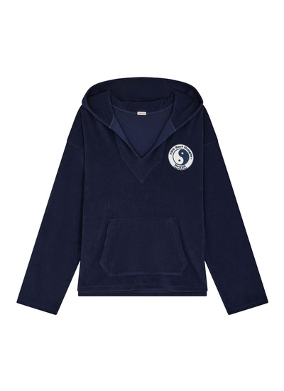 Men's blue, navy blue terry style organic cotton sweatshirt Fursac - J2FAJA-FJ03-D030