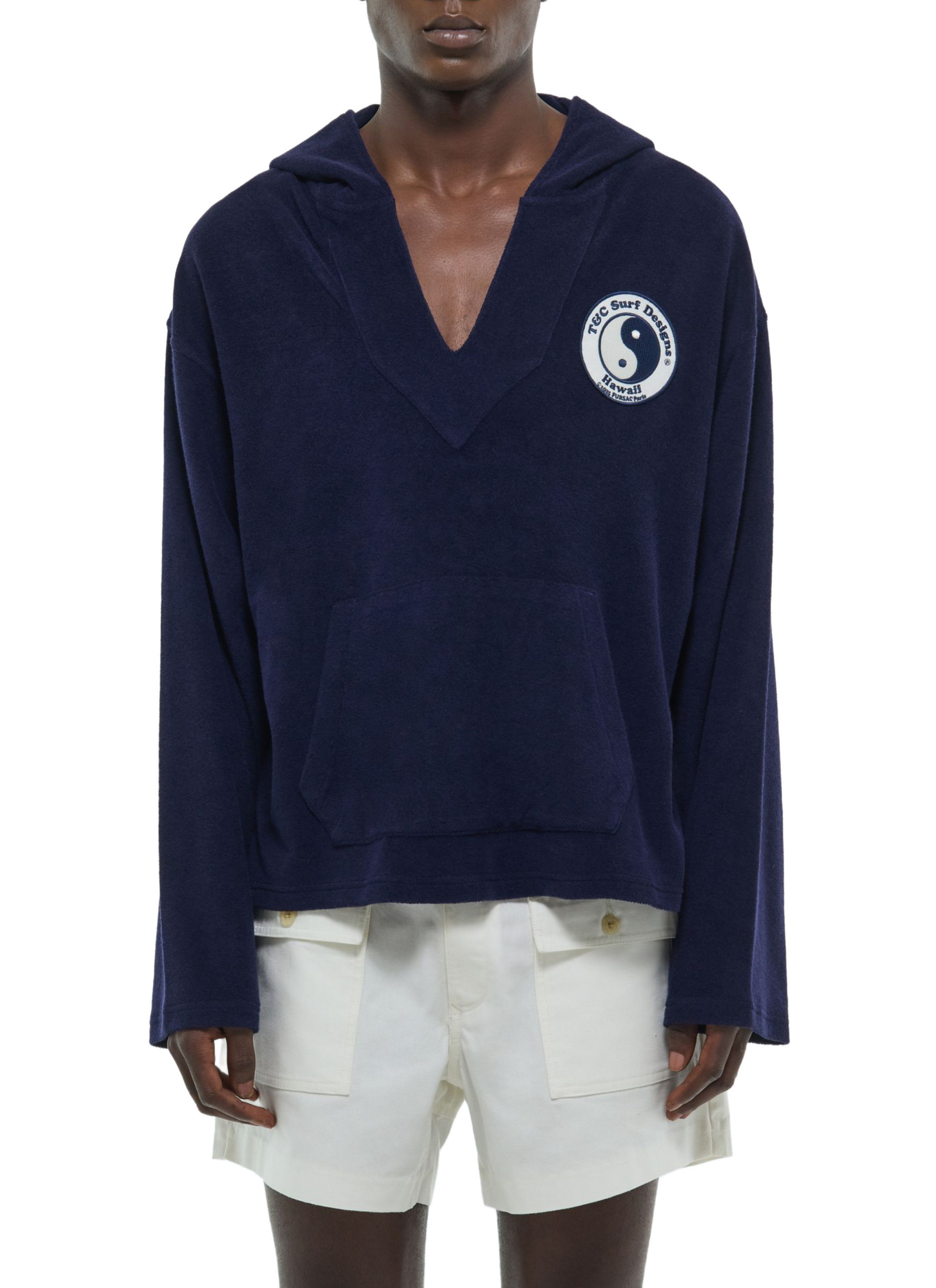 Men's sweatshirt navy blue terry style organic cotton Fursac - J2FAJA-FJ03-D030