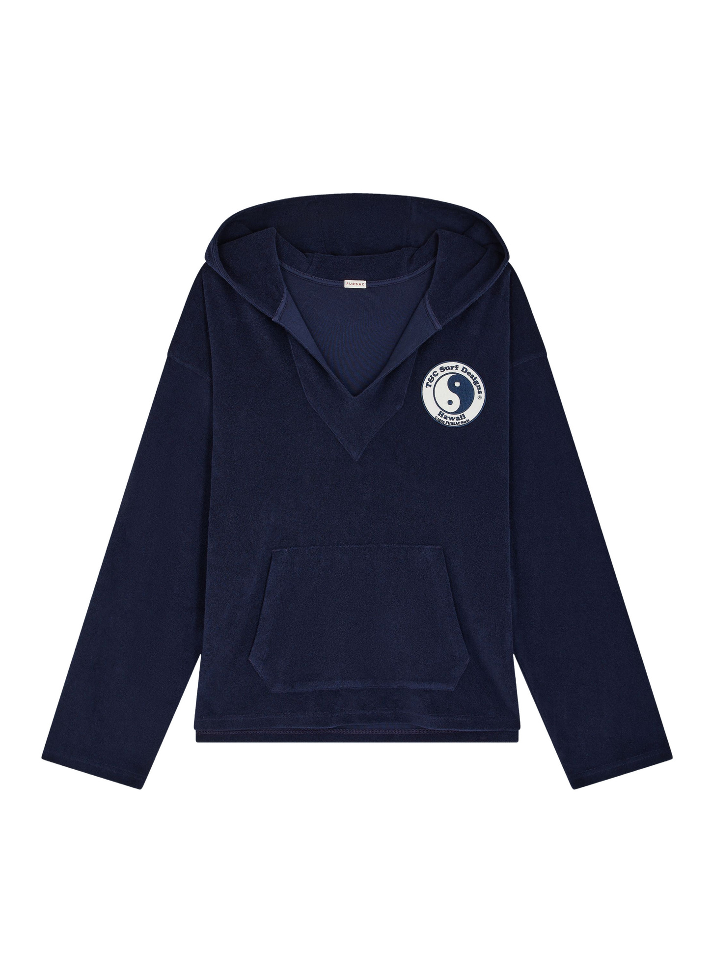 Men's blue, navy blue terry style organic cotton sweatshirt Fursac - J2FAJA-FJ03-D030
