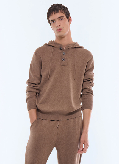 Men's sweatshirt taupe brown wool and cotton Fursac - A2EHOO-EA12-G014