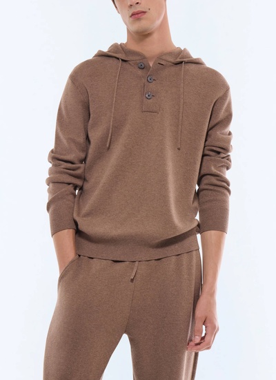 Men's sweatshirt taupe brown wool and cotton Fursac - A2EHOO-EA12-G014