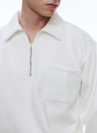 Men's sweatshirt white cotton jersey Fursac - 23EJ2BETO-BJ21/01