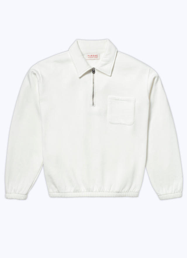 Men's white, ecru cotton jersey sweatshirt Fursac - 23EJ2BETO-BJ21/01