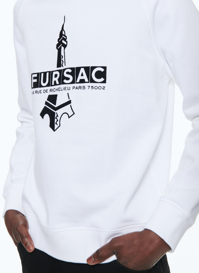 White Velvet Hoodie for Men - Fursac J2BRAN-BJ01/01