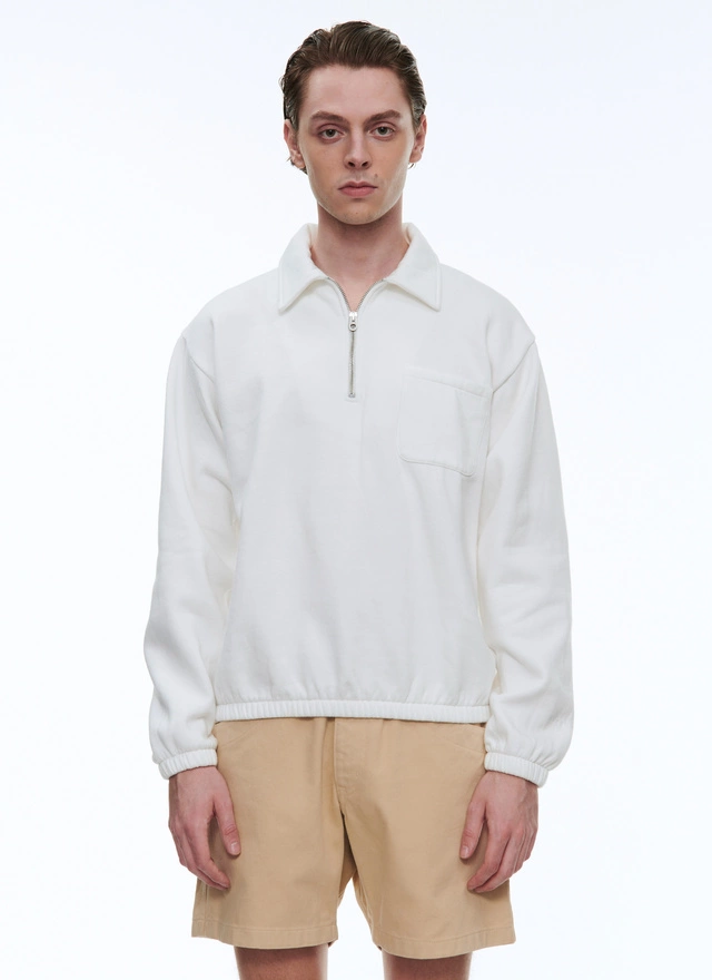 Men's sweatshirt white cotton jersey Fursac - J2BETO-BJ21-01