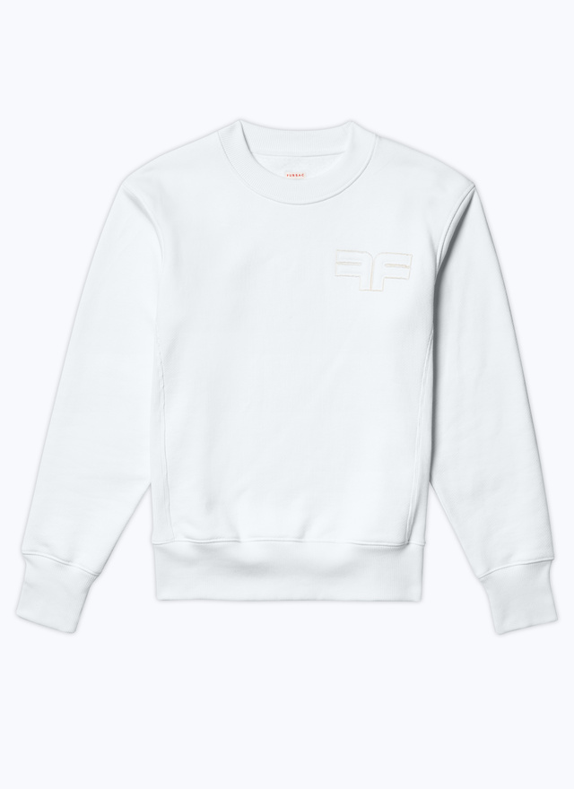 Men's white, ecru organic cotton jersey sweatshirt Fursac - J2DACH-DJ02-A002