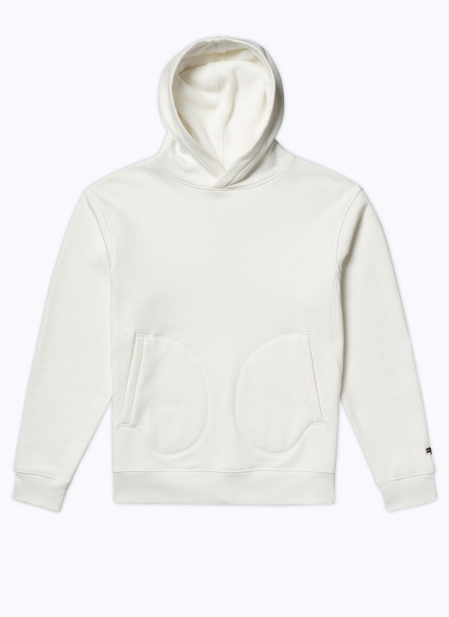 Men's white, ecru organic cotton jersey sweatshirt Fursac - J2DOUX-DJ03-A001