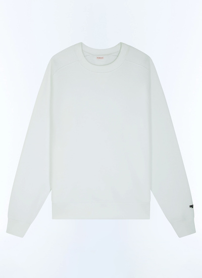 Men's white, ecru organic cotton jersey sweatshirt Fursac - J2FEAT-FJ01-A001