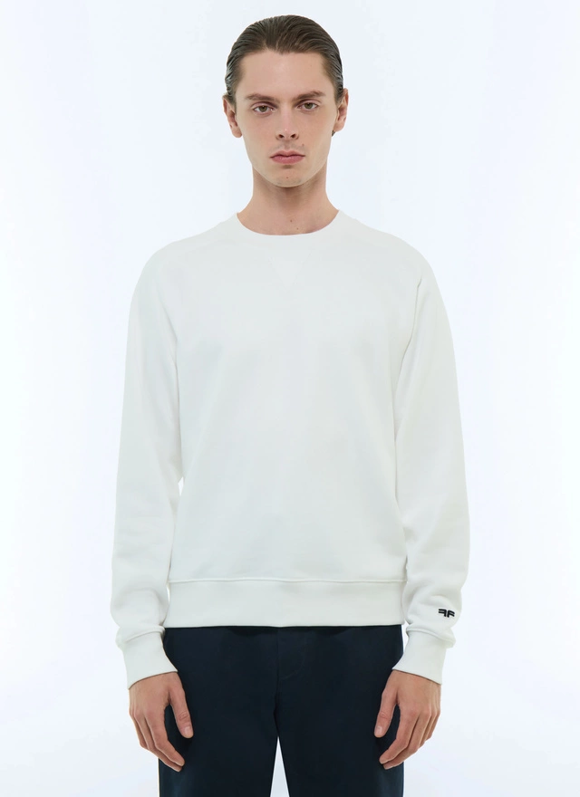 Men's sweatshirt white organic cotton jersey Fursac - J2FEAT-FJ01-A001