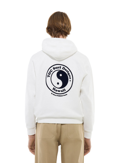 Fursac men's sweatshirt - White - T&C surf design x Fursac logo print cotton jersey hoodie J2FENJ-FJ01-A001