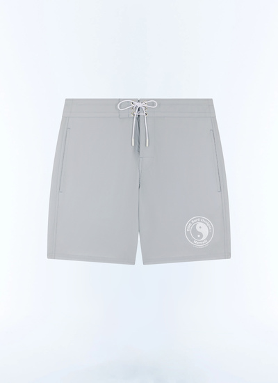 Men's grey technical fabric in certified polyester swim Short Fursac - P3FURF-FP17-K002