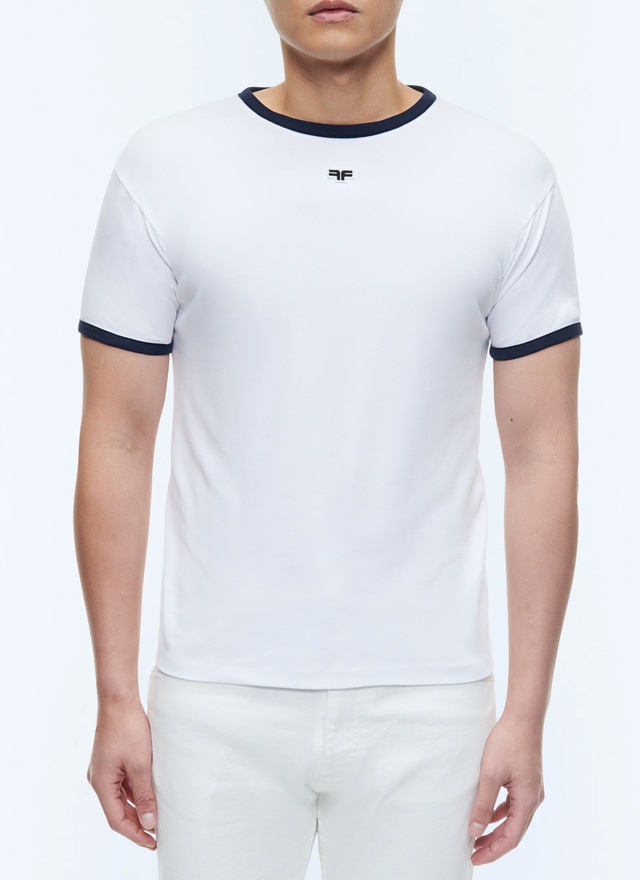 T-shirt homme blanc coton biologique interlock Fursac - J2DINK-DJ16-A001