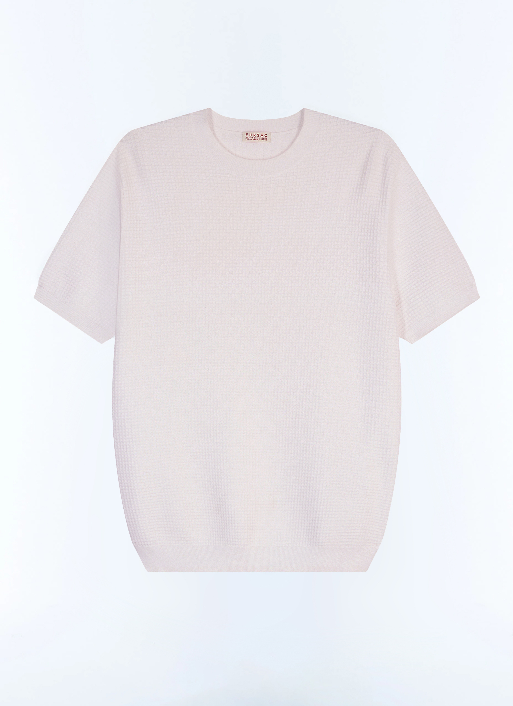 FURSAC - T-shirt en maille gaufrée - Homme - Taille S - Blanc - Coupe Droite