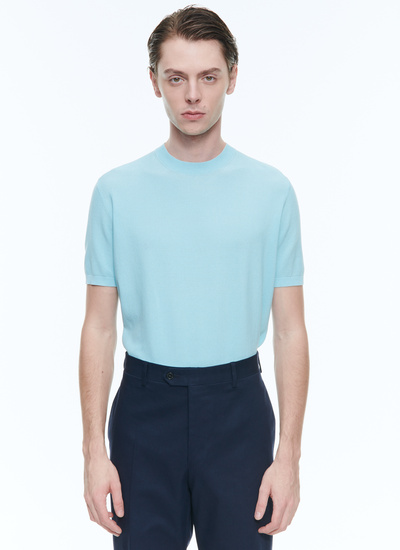 T-shirt homme bleu ciel coton mercerisé Fursac - A2SATI-SA01-D006