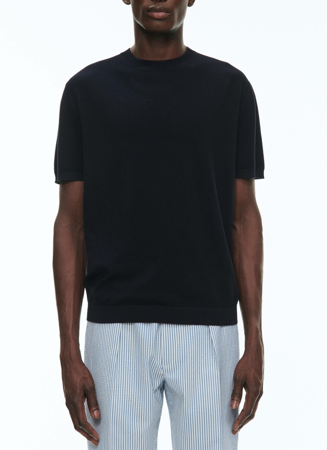 T-shirt homme bleu marine coton Fursac - A2SATI-SA01-30