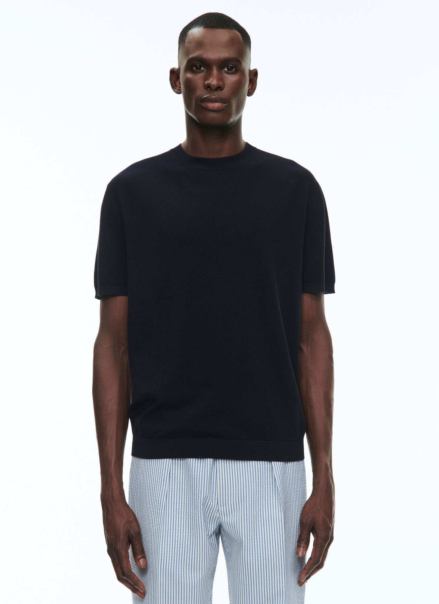 T-shirt homme bleu marine coton Fursac - A2SATI-SA01-30