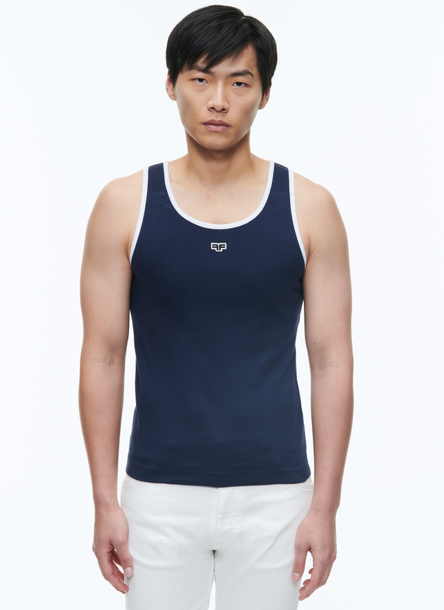 T-shirt homme bleu marine coton biologique Fursac - J2DEDD-DJ16-D030