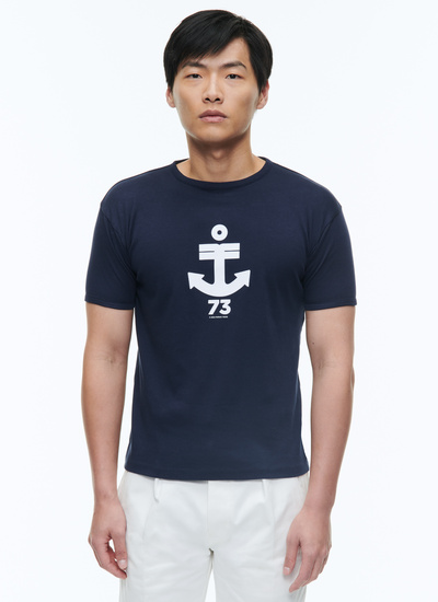 T-shirt homme bleu marine coton biologique Fursac - J2DINK-DJ17-D030