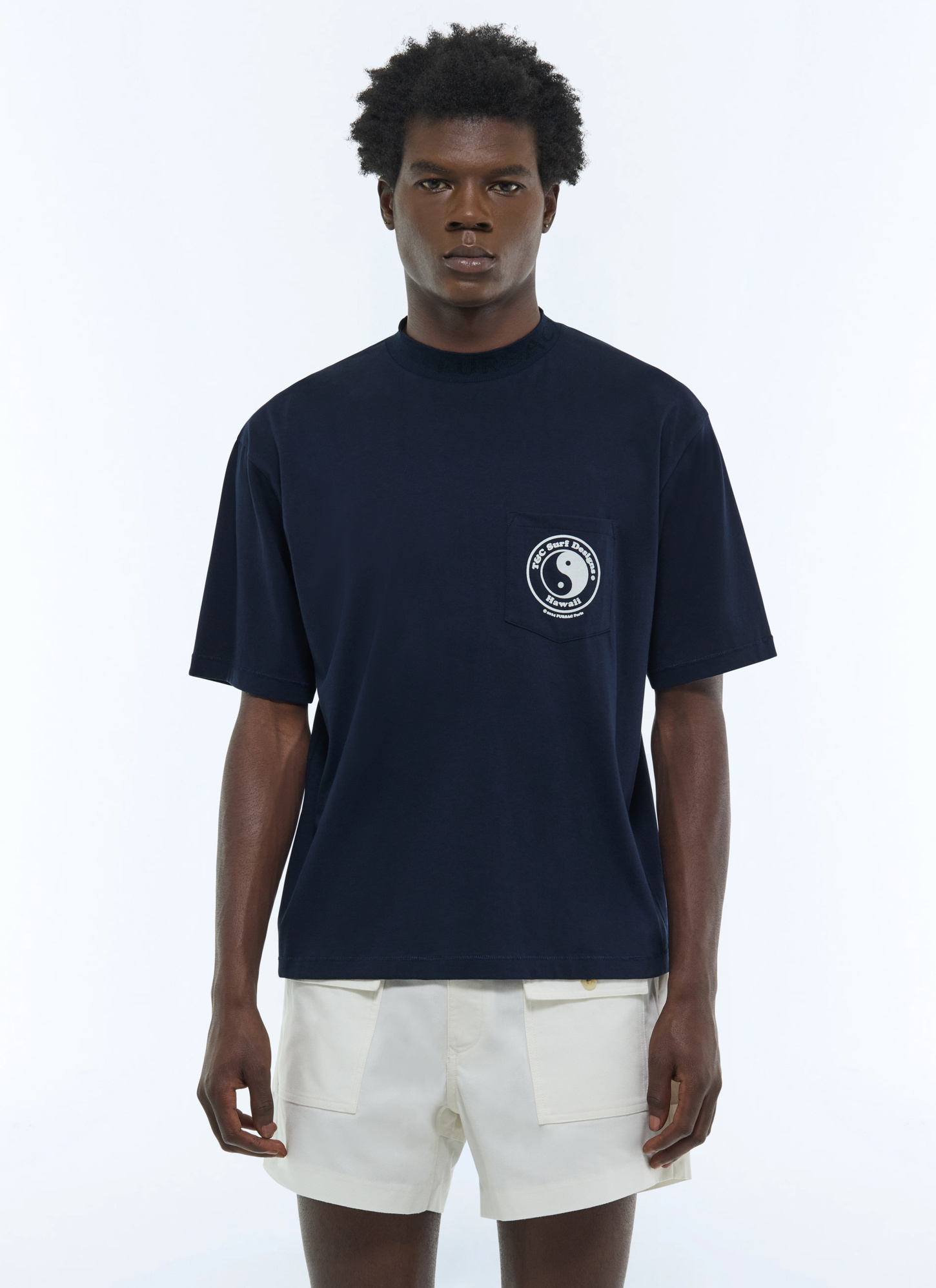 T-shirt homme bleu marine jersey de coton biologique Fursac - J2FAWA-FJ16-D030