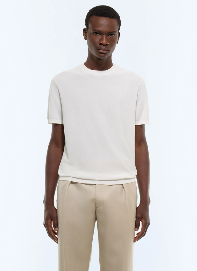 T-shirt homme ecru coton mercerisé Fursac - A2SATI-JA21-A002