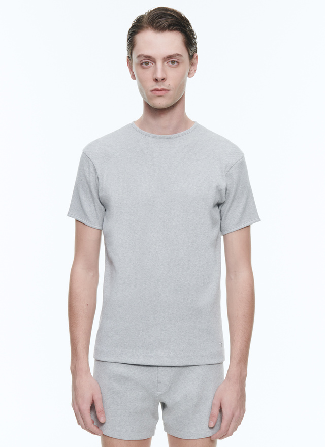T-shirt homme gris jersey de coton Fursac - J2DING-DJ01-B017